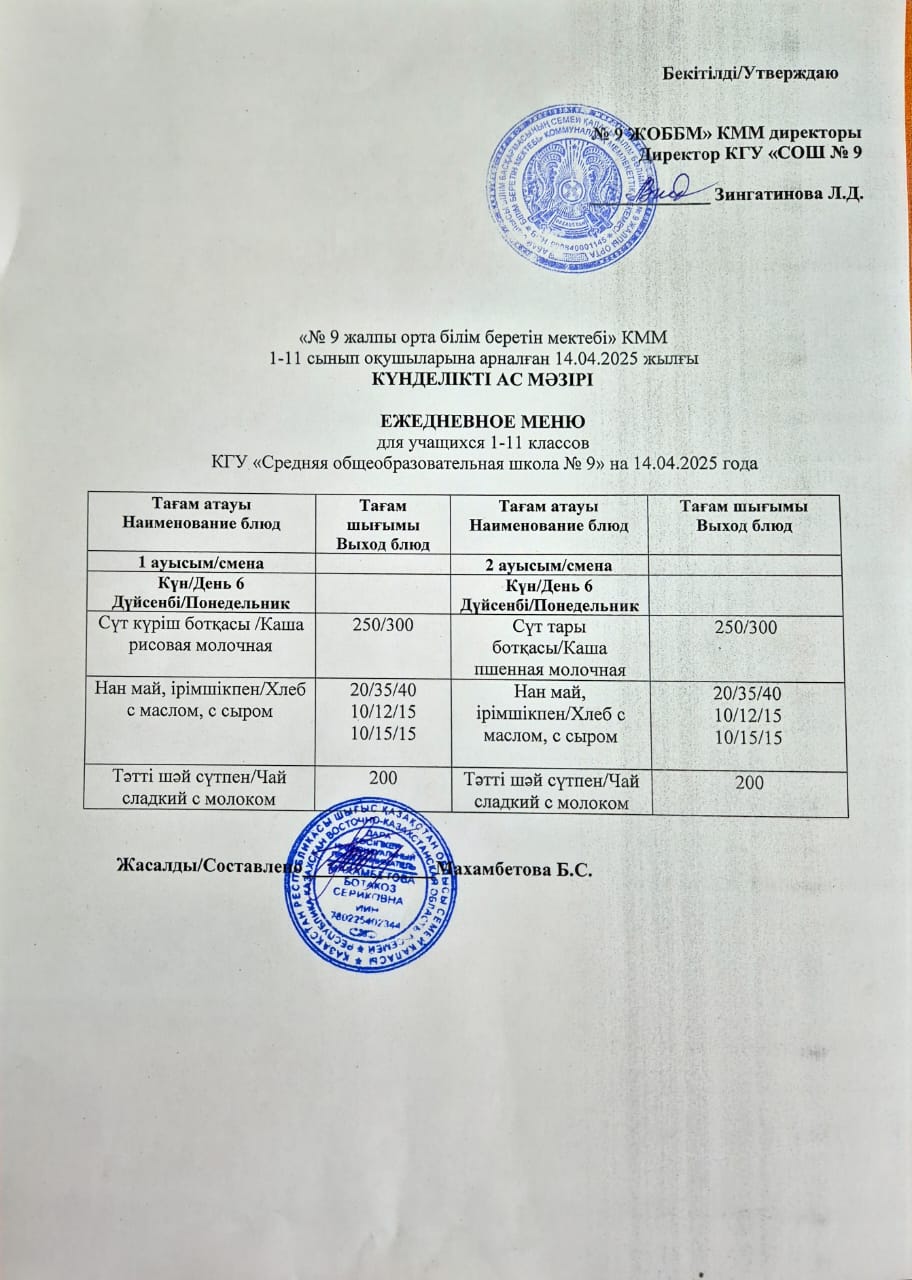 Ыстық және буфеттік тамақтану / Горячее и буфетное питание