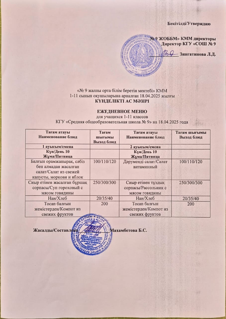 Ыстық және буфеттік тамақтану / Горячее и буфетное питание