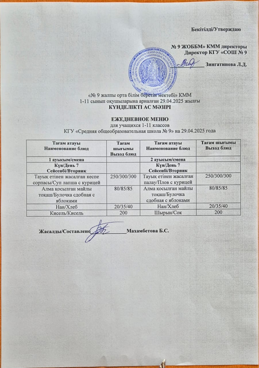 Ыстық және буфеттік тамақтану / Горячее и буфетное питание