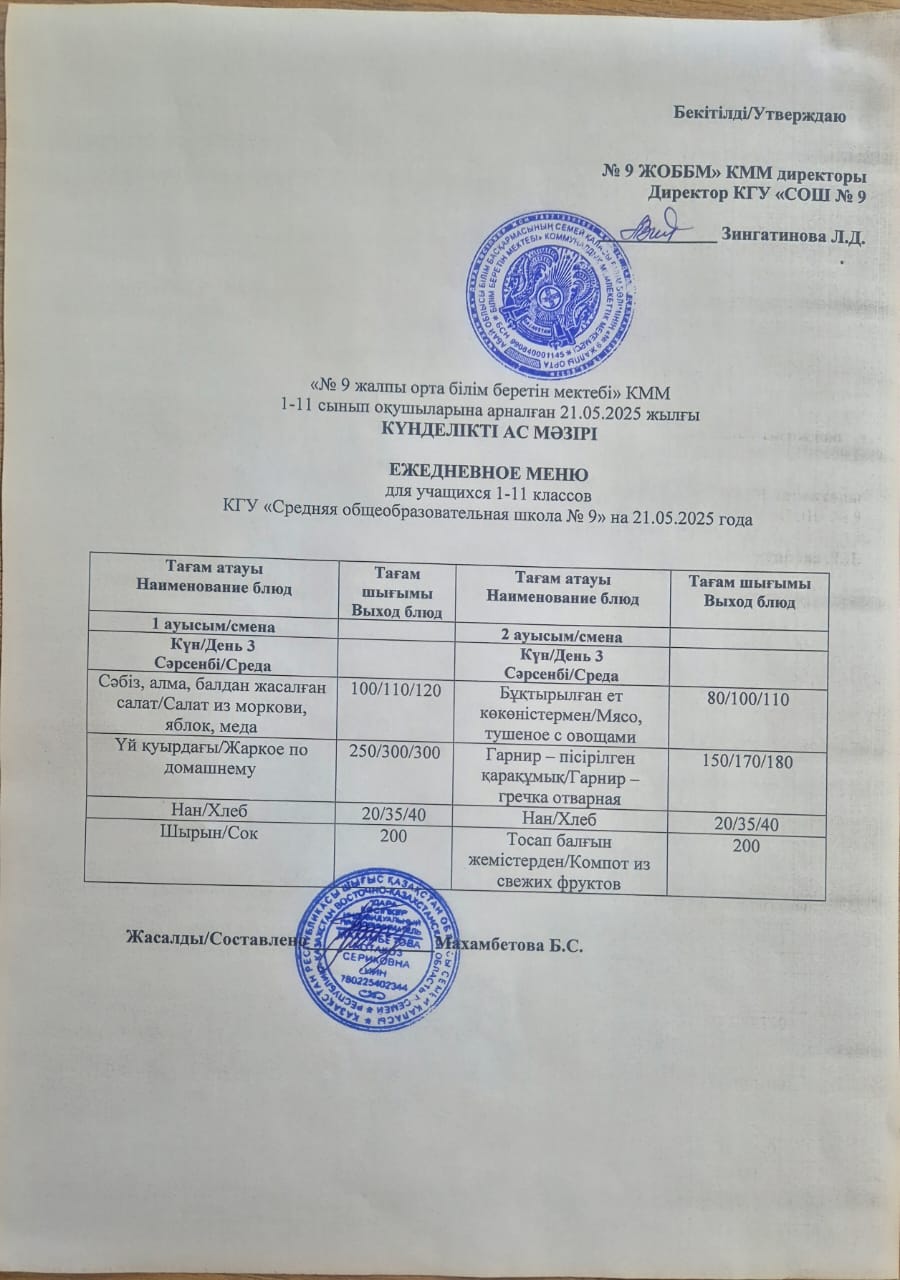 Ыстық және буфеттік тамақтану / Горячее и буфетное питание