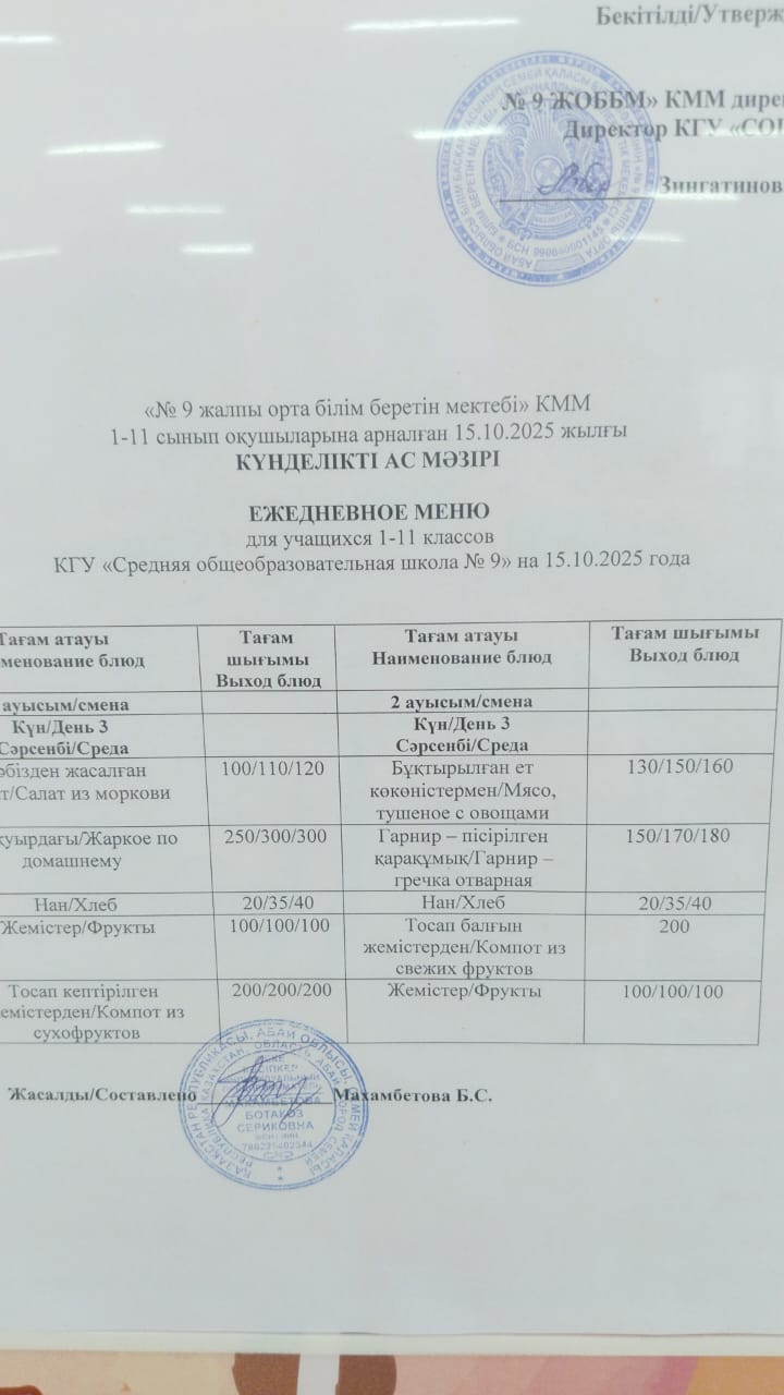 Ыстық және буфеттік тамақтану / Горячее и буфетное питание